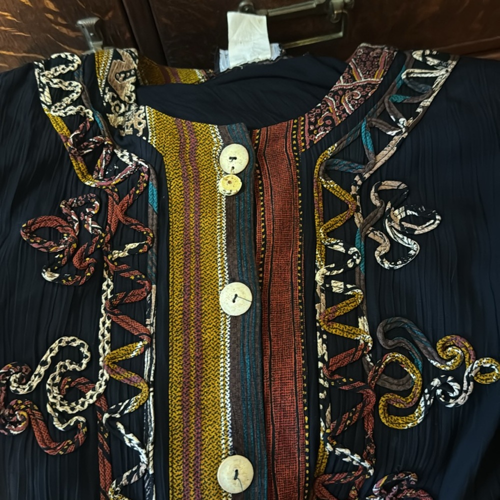 Carole Little Vintage Ribbed Appliqué Button Down Tunic Top Size 6 - Picture 8 of 12